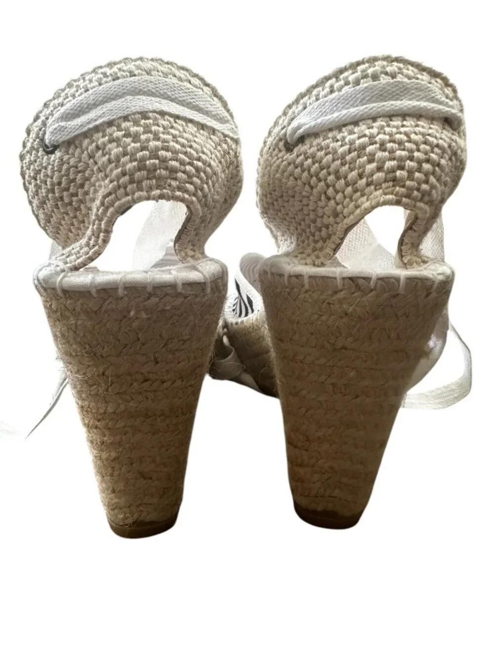 Andre Assous Espadrille Wedges Sandals Womens 40 10 Striped Nautical Coastal